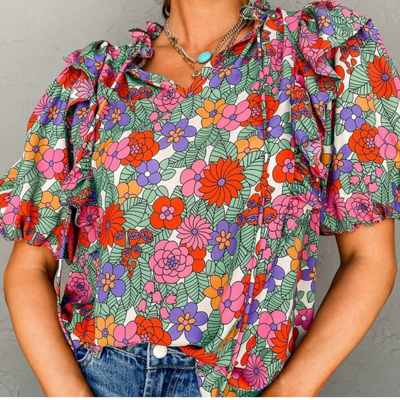 Floral Puff Sleeve Top - Picture 5 of 5